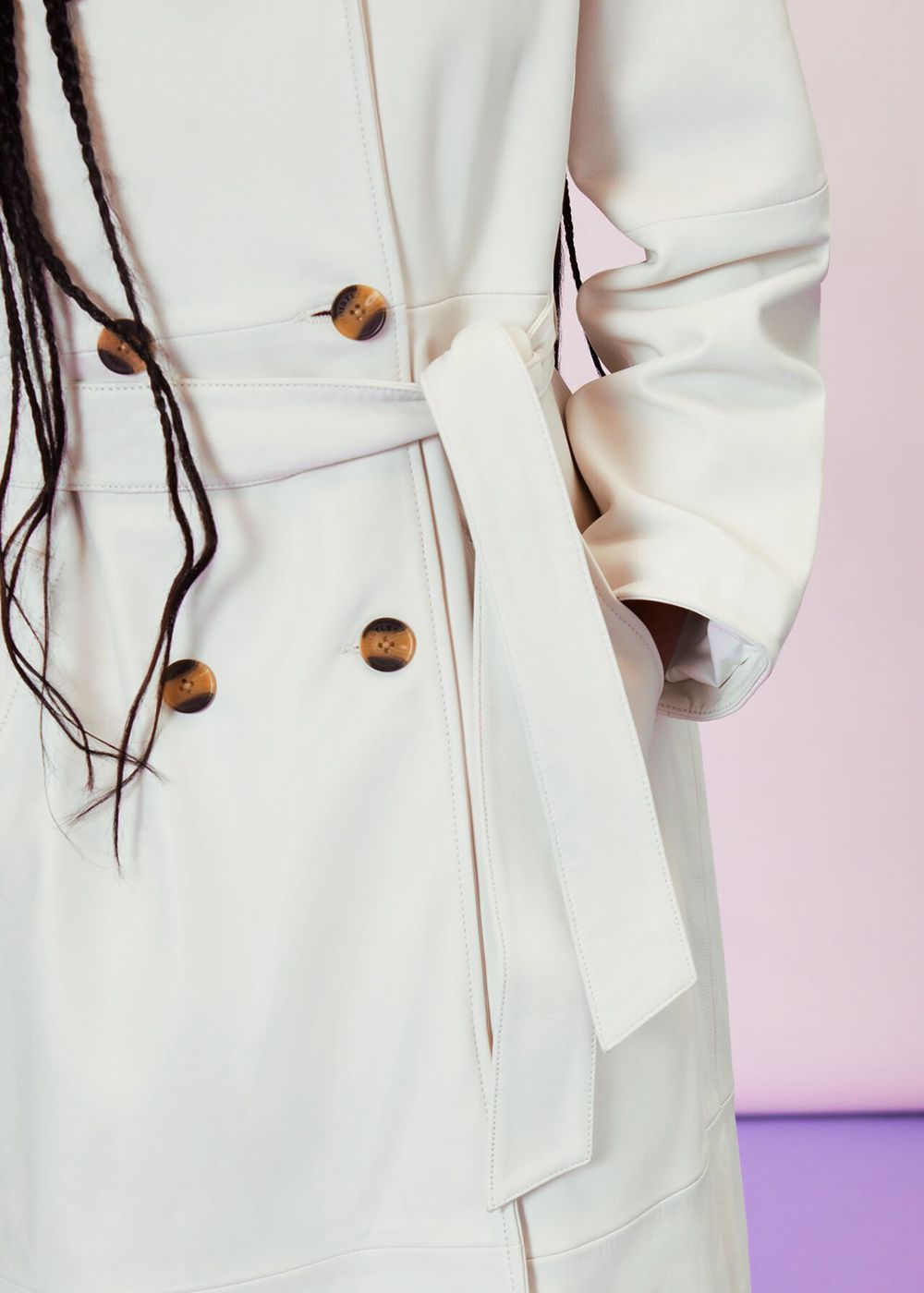 Whistles Gemma Leather Trench Coat White | US-26951CNRO