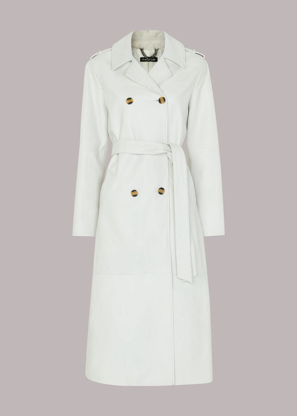 Whistles Gemma Leather Trench Coat White | US-26951CNRO