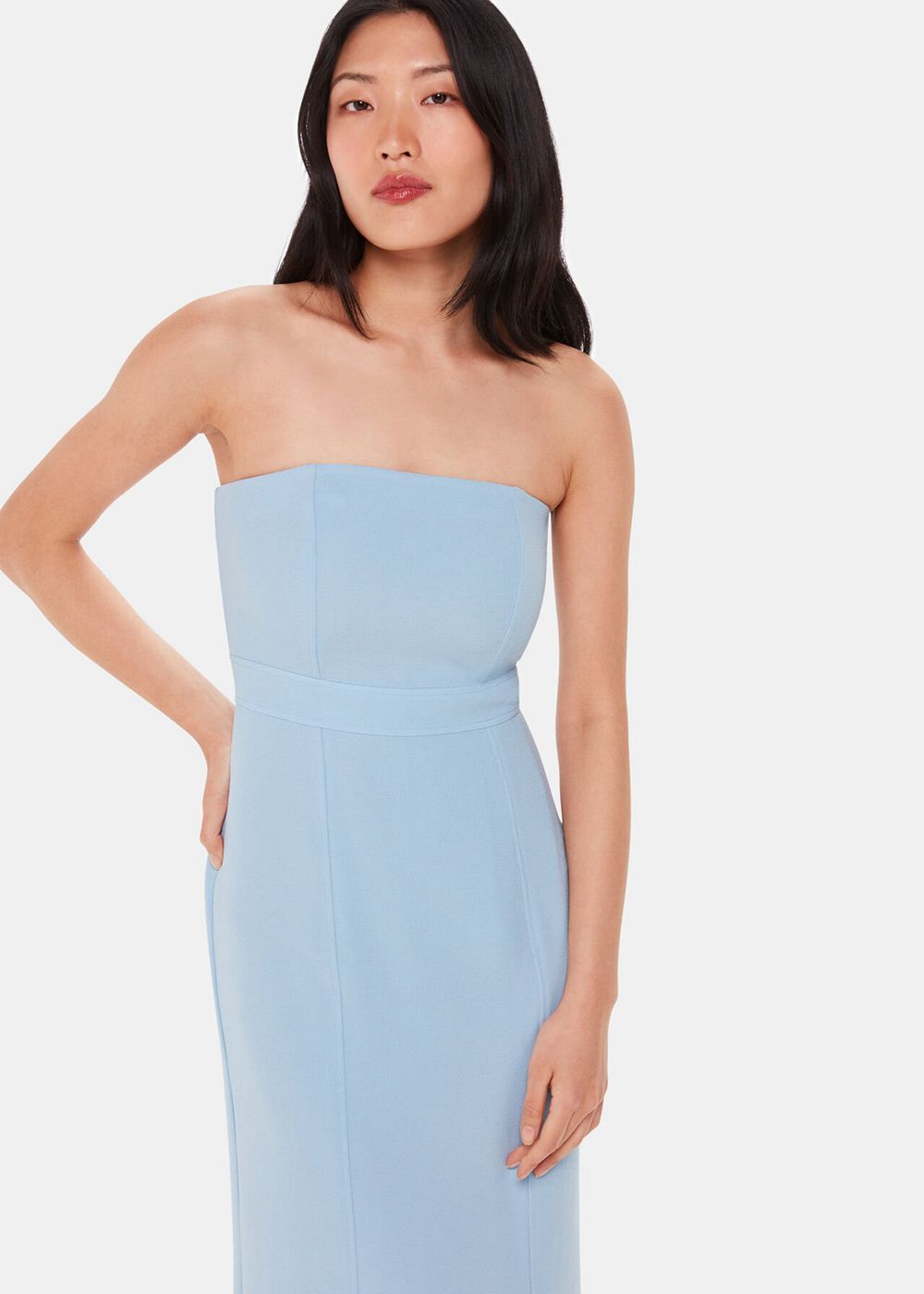 Whistles Gemma Strapless Maxi Dress Blue | US-72189YODJ