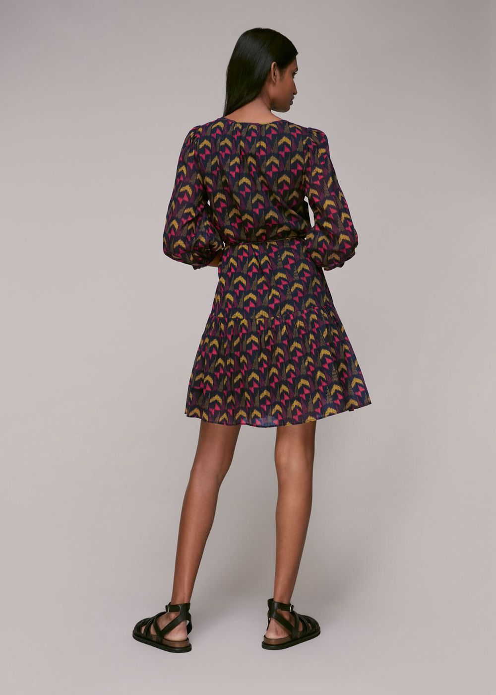 Whistles Geometric Ikat Trapeze Dress Black / Multicolor | US-13475CUEB