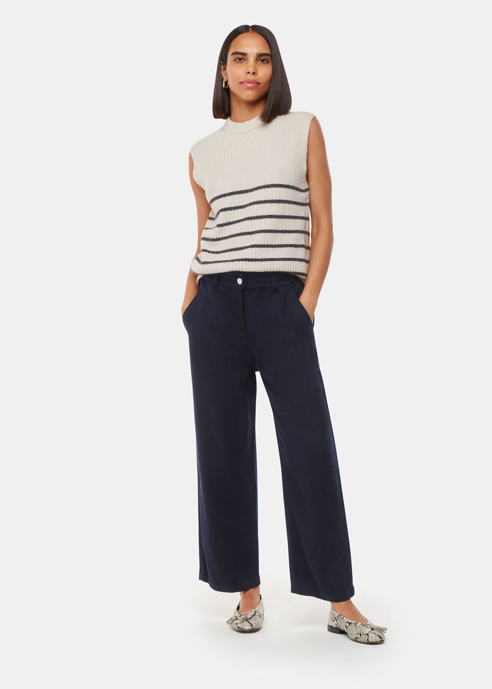 Whistles Georgia Casual Pants Navy | US-16298DOGH