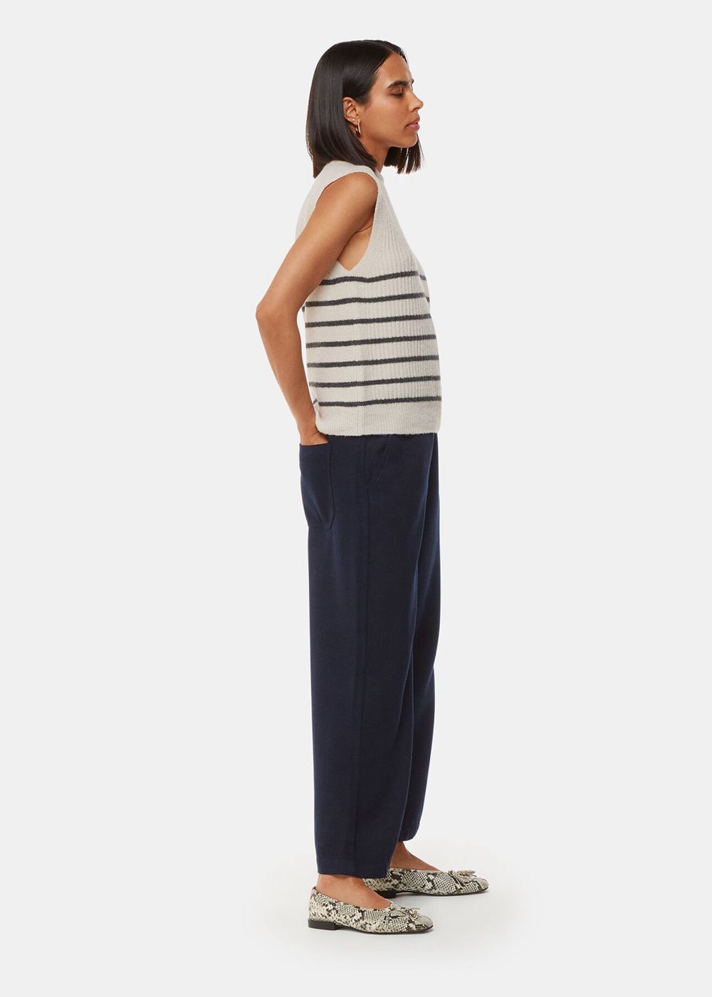 Whistles Georgia Casual Pants Navy | US-16298DOGH