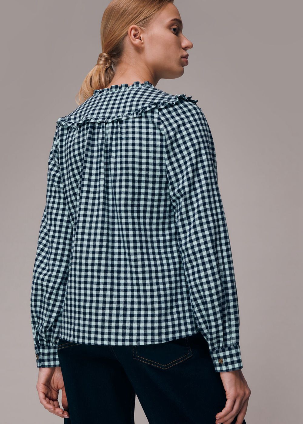 Whistles Gingham Frill Detail Top Multicolor | US-71480PXUJ