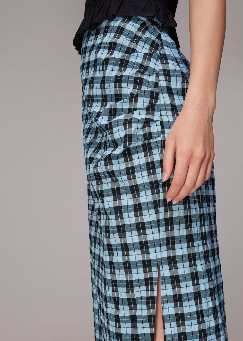 Whistles Gingham Ruched Front Skirts Blue / Multicolor | US-15896KJBC