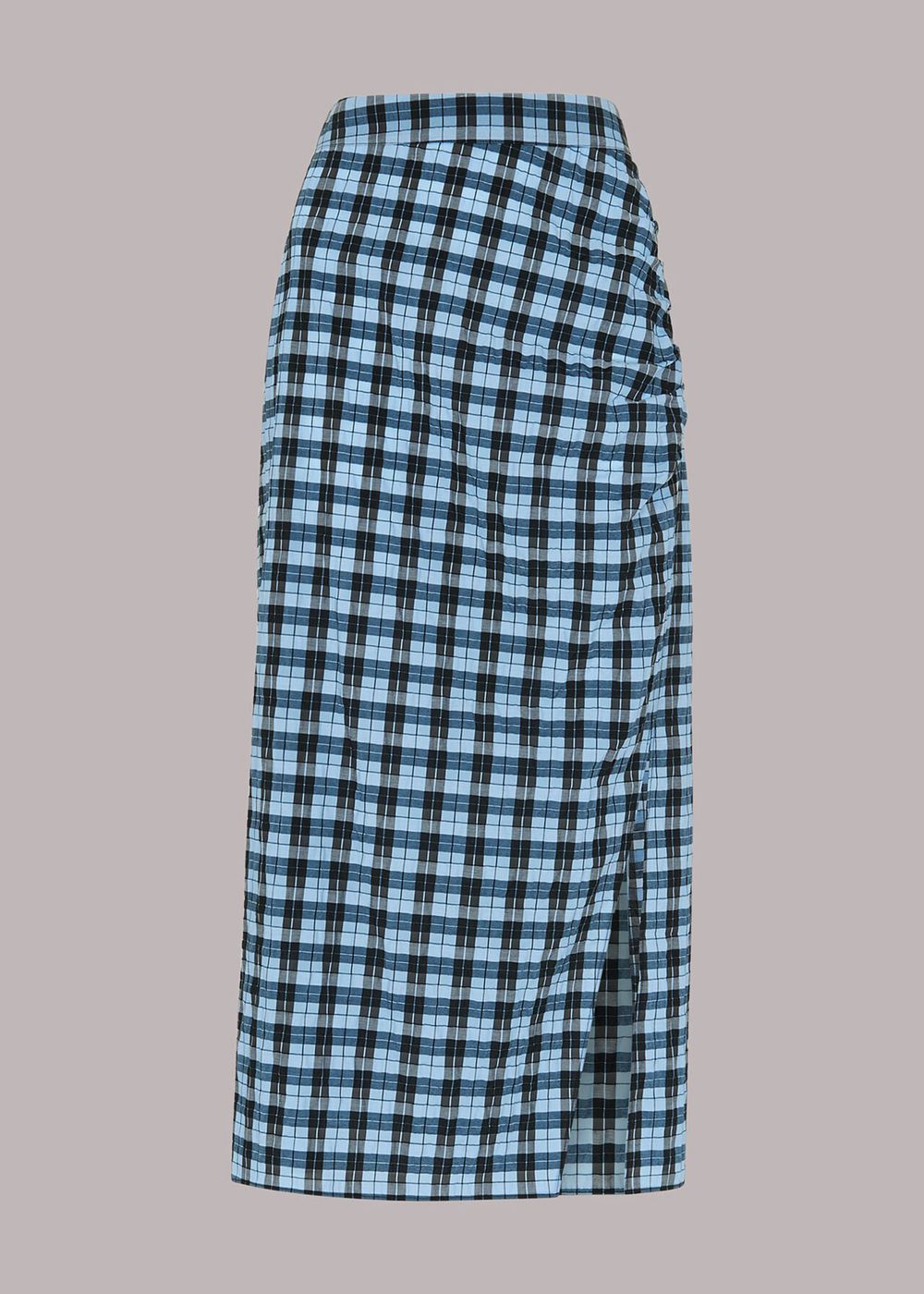 Whistles Gingham Ruched Front Skirts Blue / Multicolor | US-15896KJBC