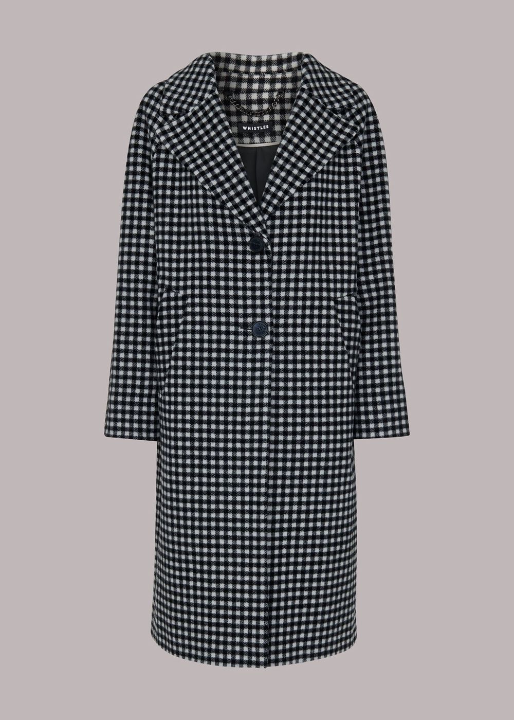 Whistles Gingham Wool Cocoon Coat Black / Multicolor | US-72416GSQF