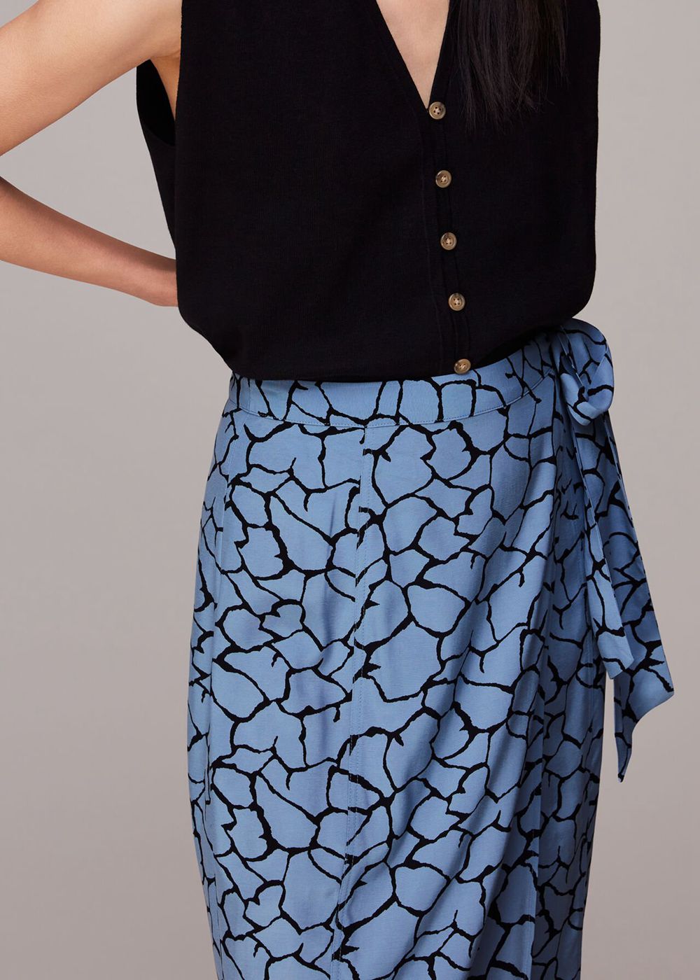 Whistles Giraffe Print Wrap Skirts Blue / Multicolor | US-83751BESF