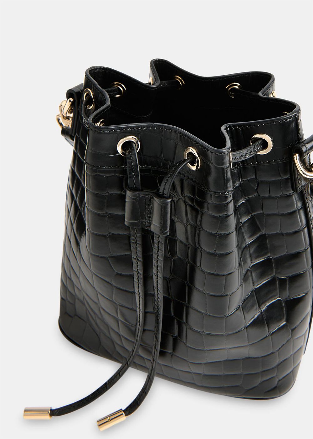 Whistles Giulia Croc Bucket Bags Black | US-30824DNEG