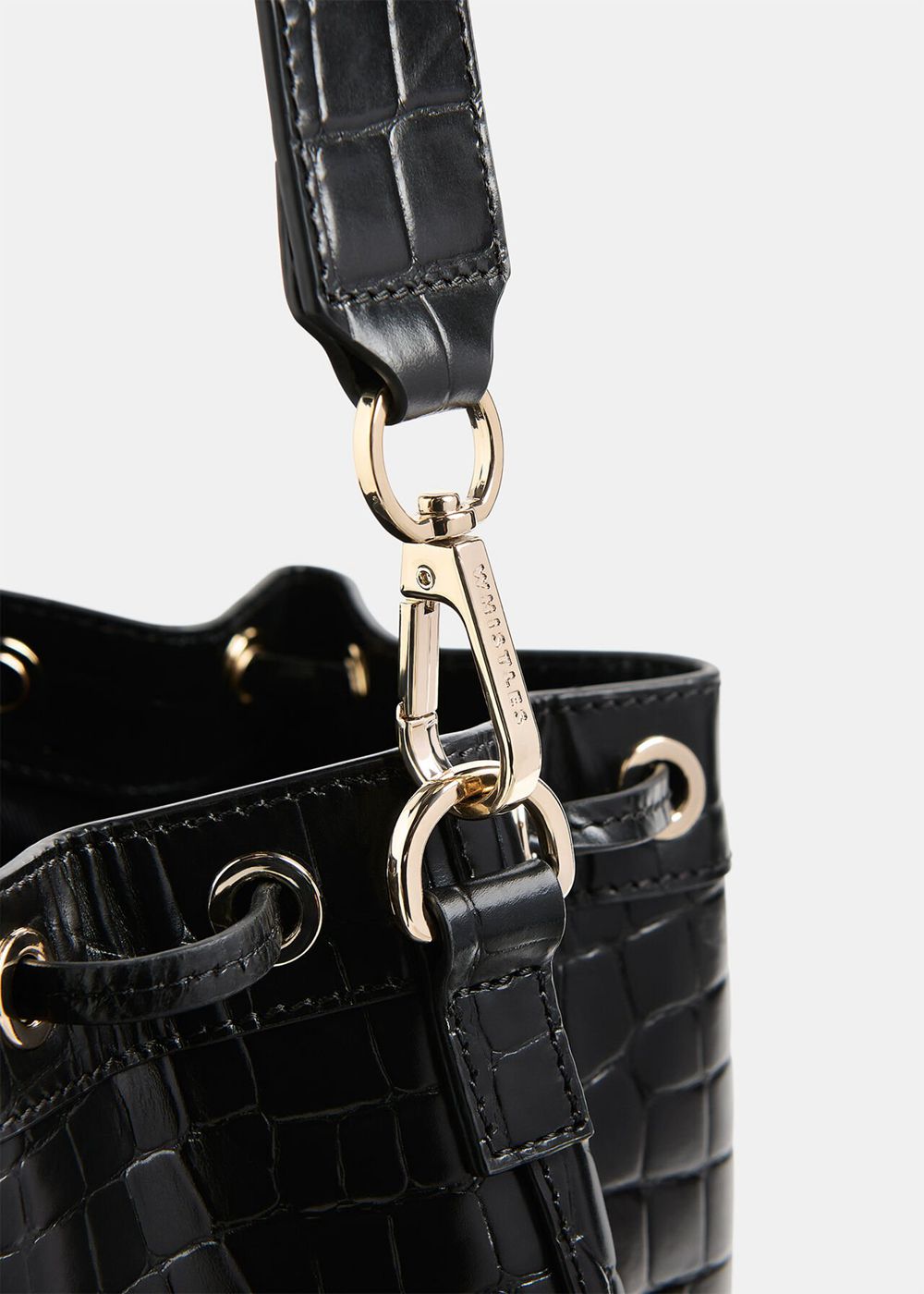 Whistles Giulia Croc Bucket Bags Black | US-30824DNEG