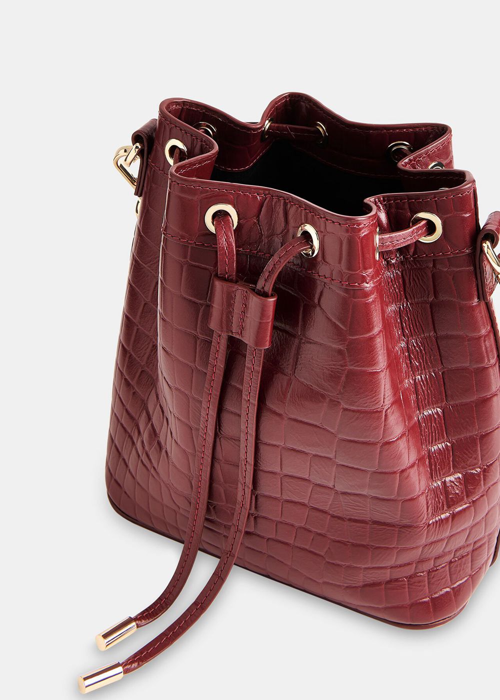 Whistles Giulia Croc Bucket Bags Dark Red | US-27489PDBC