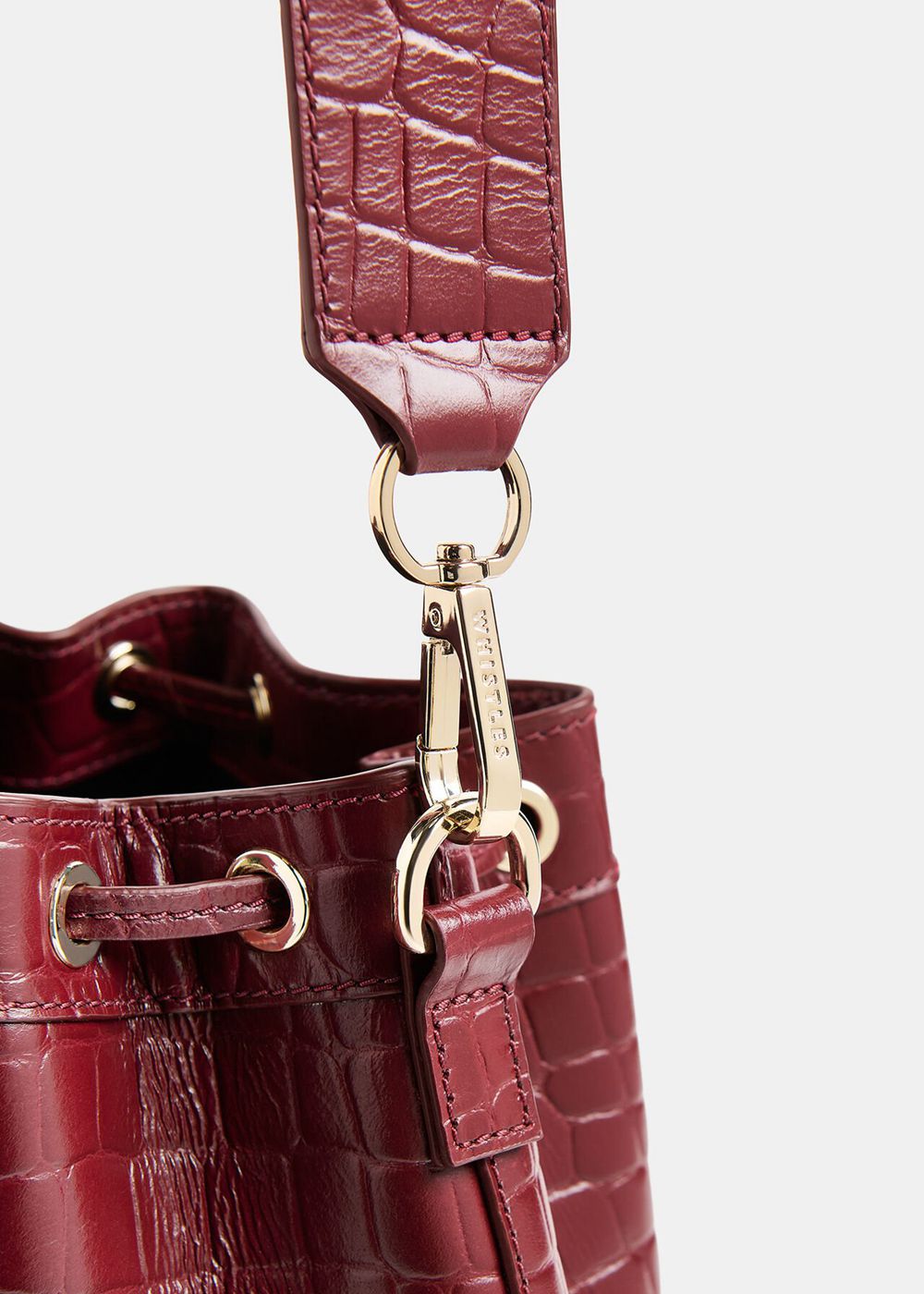 Whistles Giulia Croc Bucket Bags Dark Red | US-27489PDBC