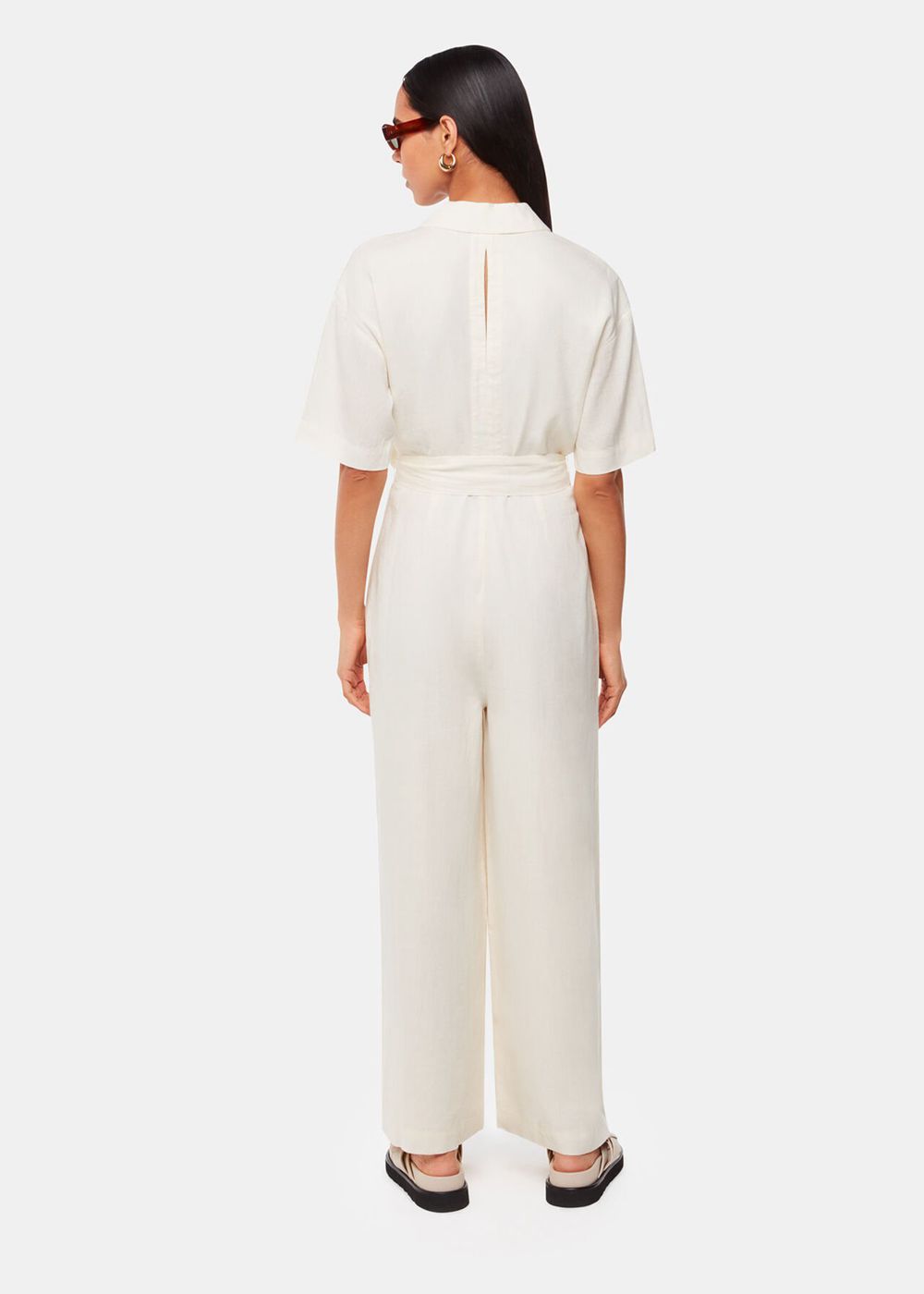 Whistles Giulia Linen Mix Jumpsuit White | US-41085AQSW