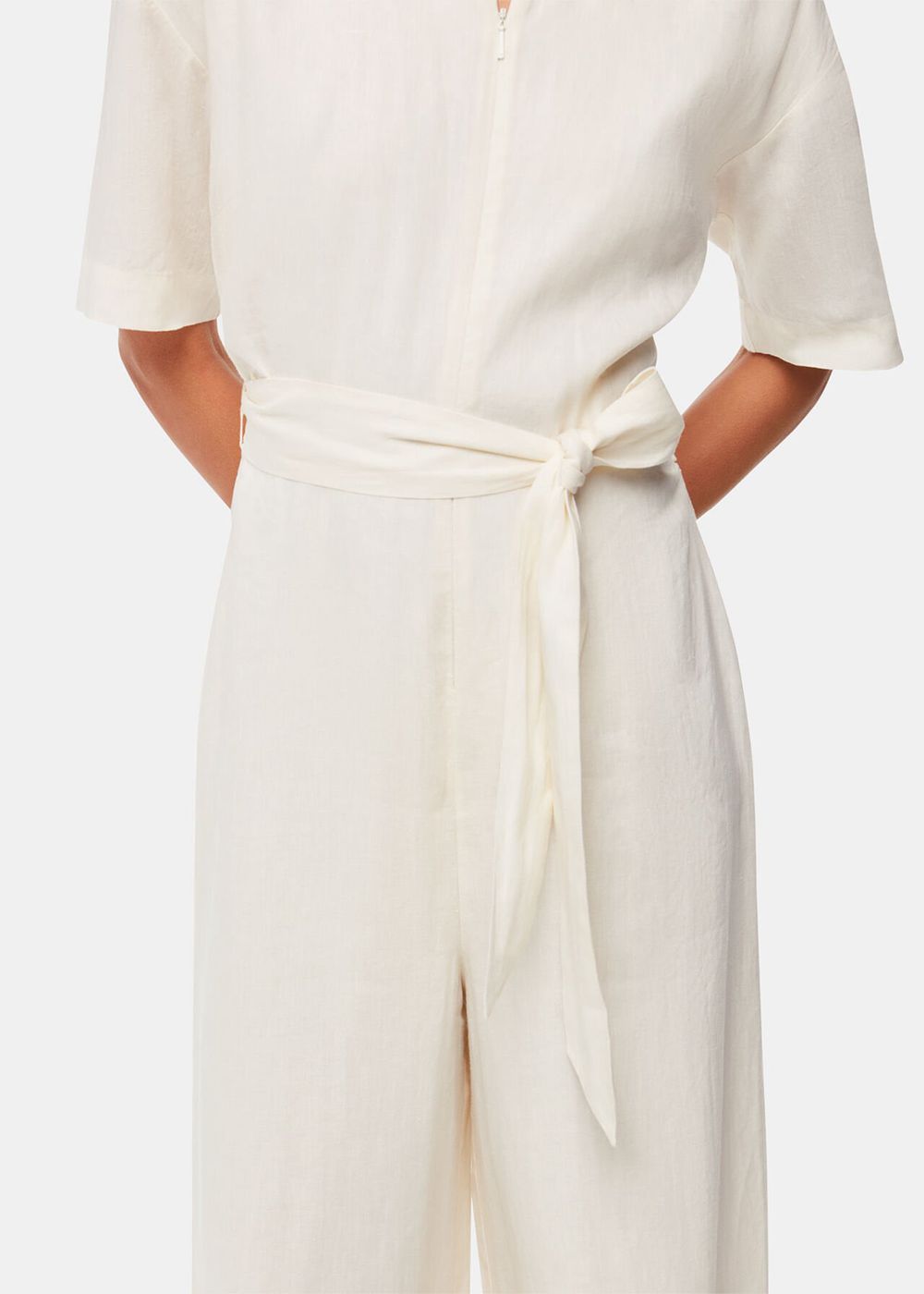 Whistles Giulia Linen Mix Jumpsuit White | US-41085AQSW