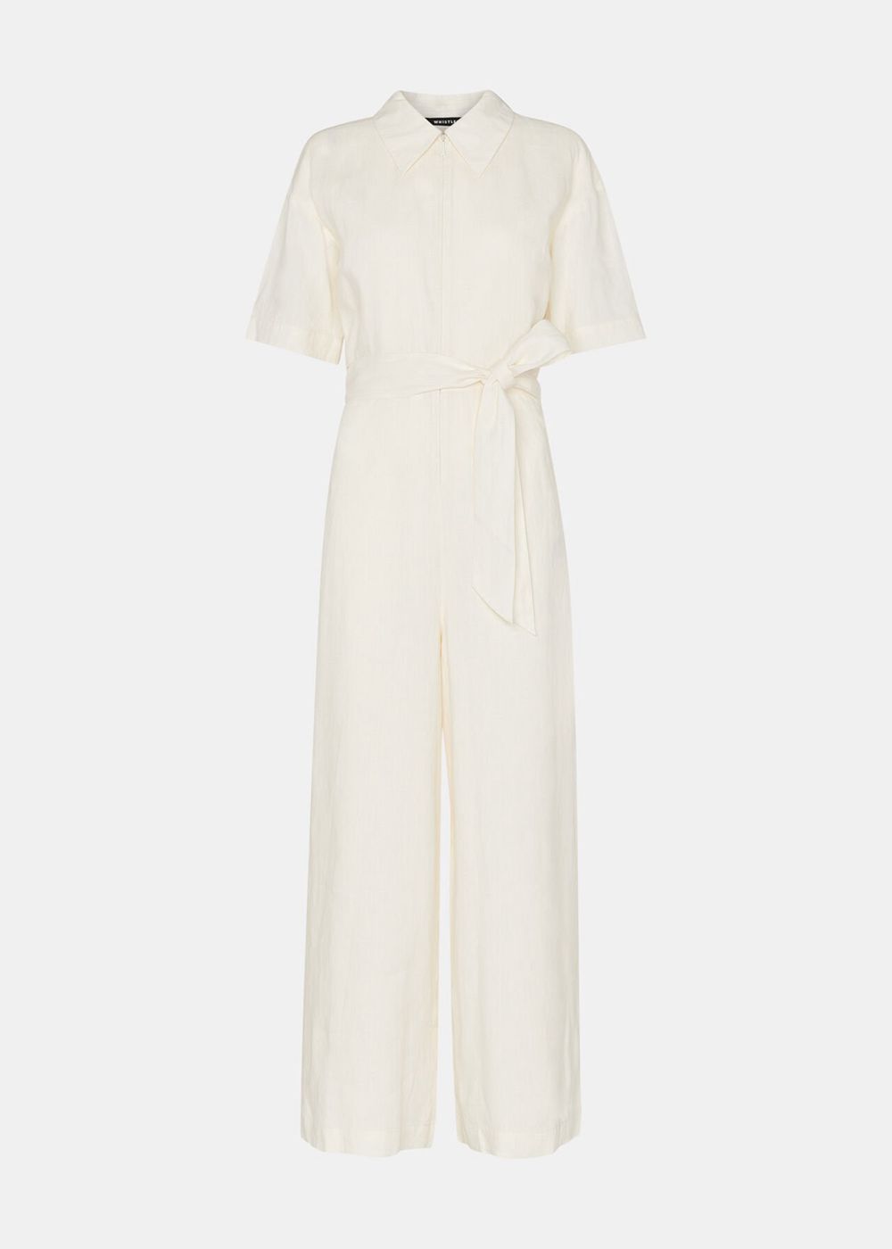 Whistles Giulia Linen Mix Jumpsuit White | US-41085AQSW