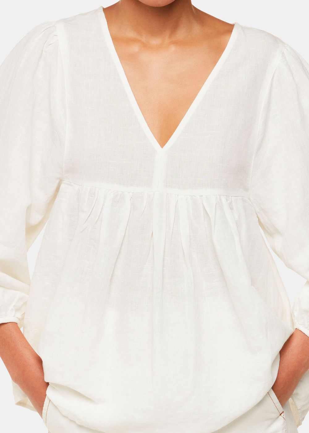 Whistles Gloria Linen Blend Blouse White | US-95482LWGF