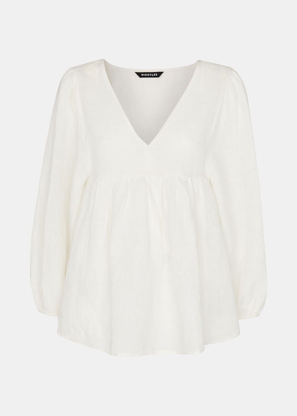 Whistles Gloria Linen Blend Blouse White | US-95482LWGF