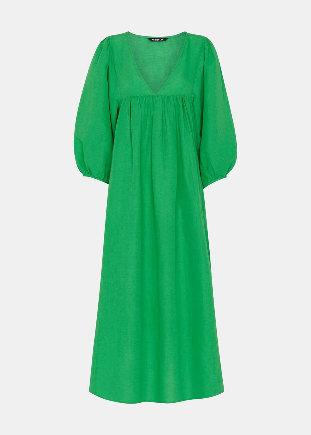 Whistles Gloria Linen Blend Dress Green | US-91340EBQJ