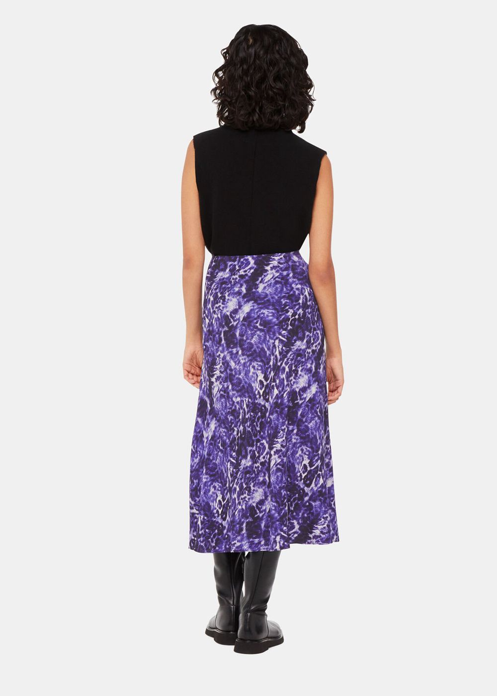 Whistles Glossy Leopard Bias Skirts Purple / Multicolor | US-13740WRYZ