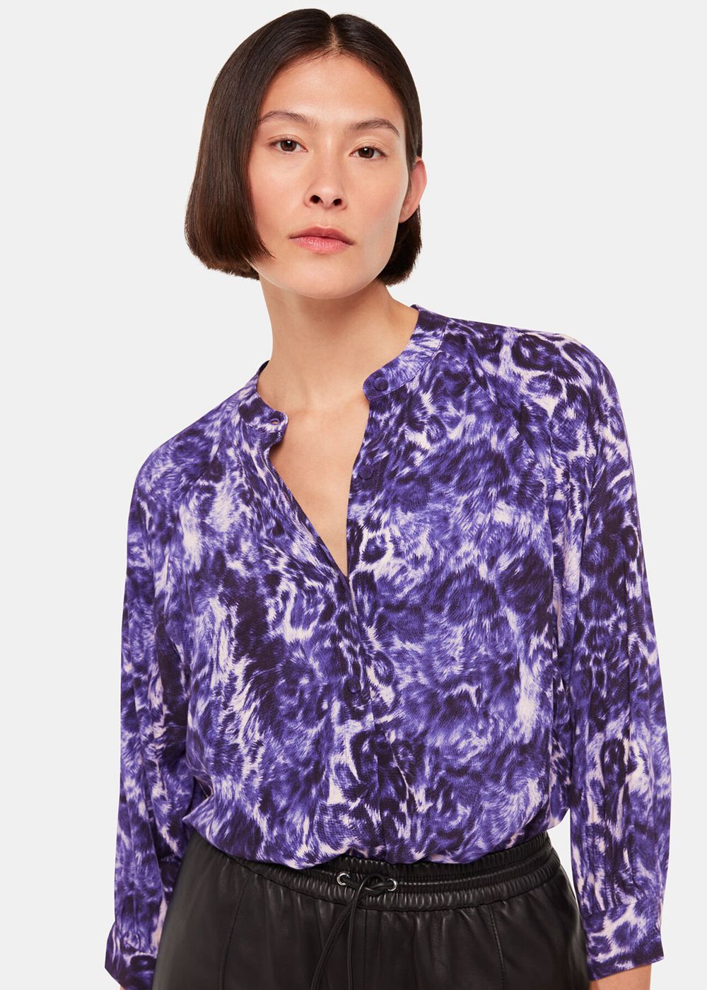 Whistles Glossy Leopard Raglan Shirts Purple / Multicolor | US-94837PEDC