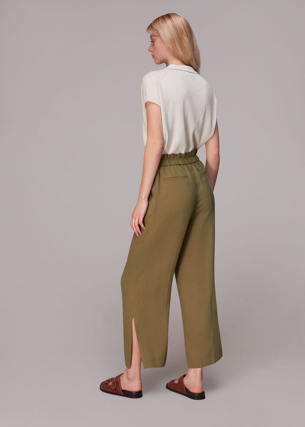 Whistles Grace Elasticated Pants Olive | US-70481DESN