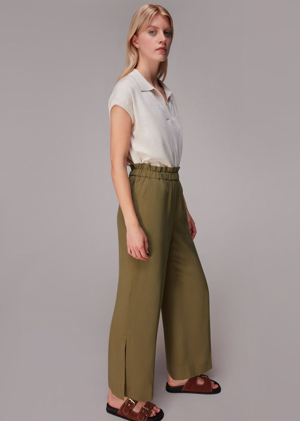 Whistles Grace Elasticated Pants Olive | US-70481DESN