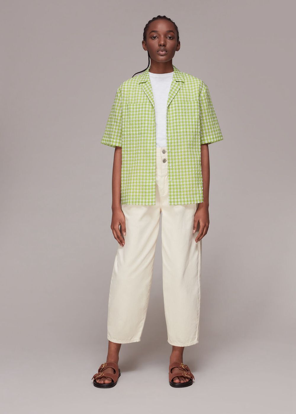 Whistles Grace Gingham Bowling Shirts Green / Multicolor | US-03521FIZR