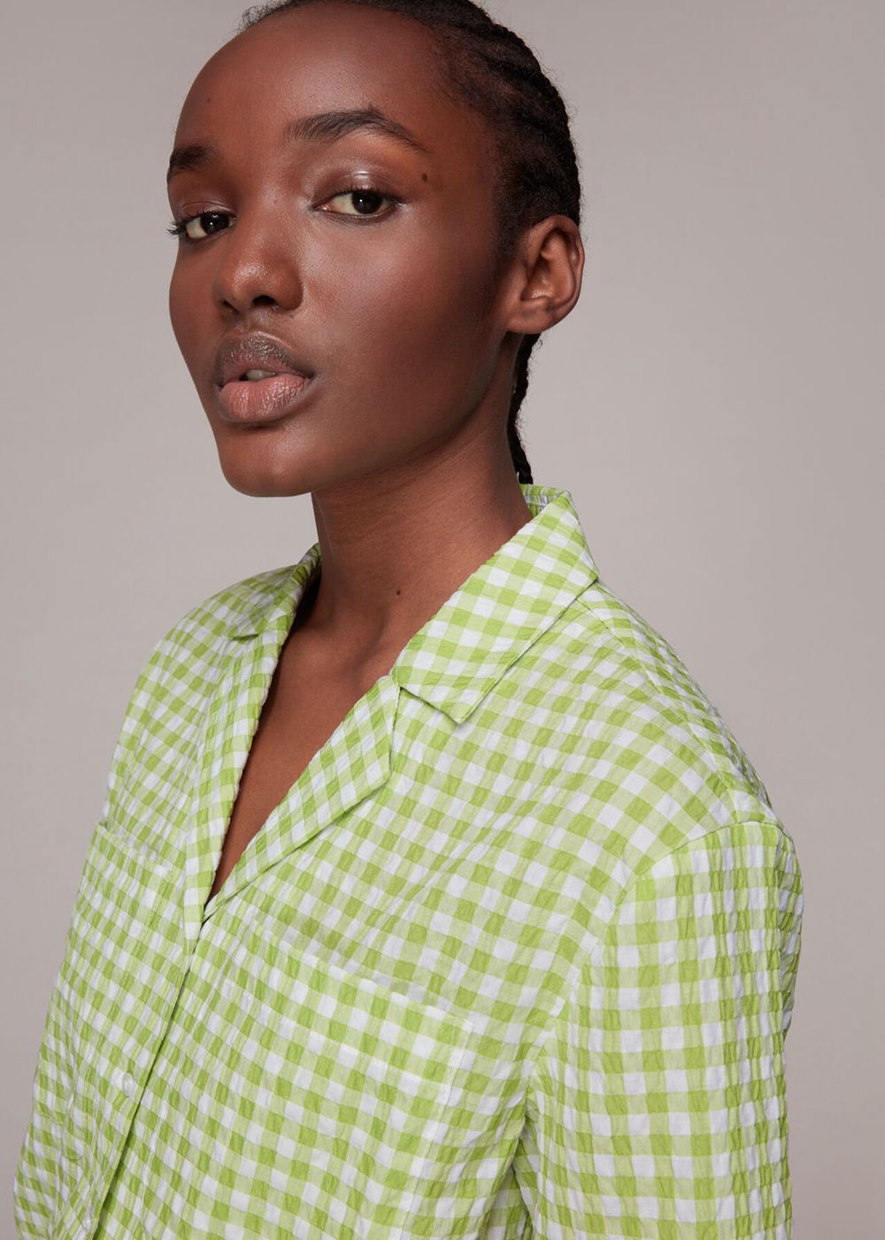 Whistles Grace Gingham Bowling Shirts Green / Multicolor | US-03521FIZR