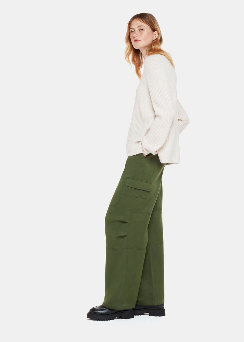 Whistles Grace Luxe Cargo Pants Khaki | US-49258LMYB