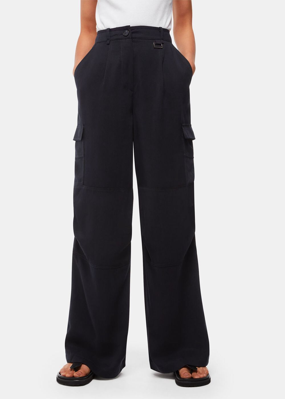 Whistles Grace Luxe Cargo Pants Navy | US-90865ZNVF