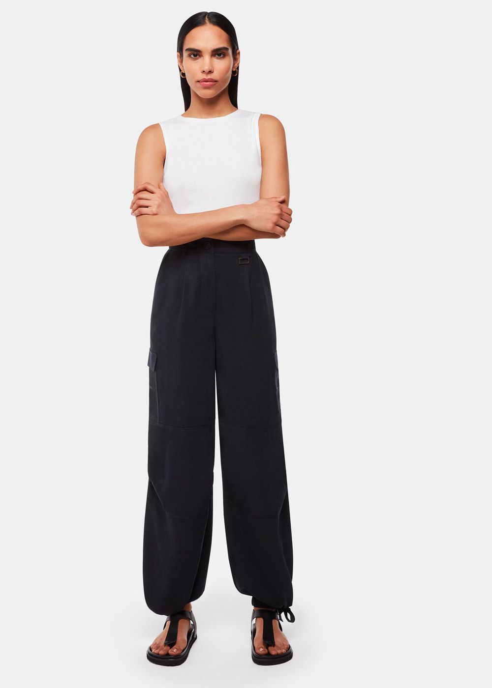 Whistles Grace Luxe Cargo Pants Navy | US-90865ZNVF