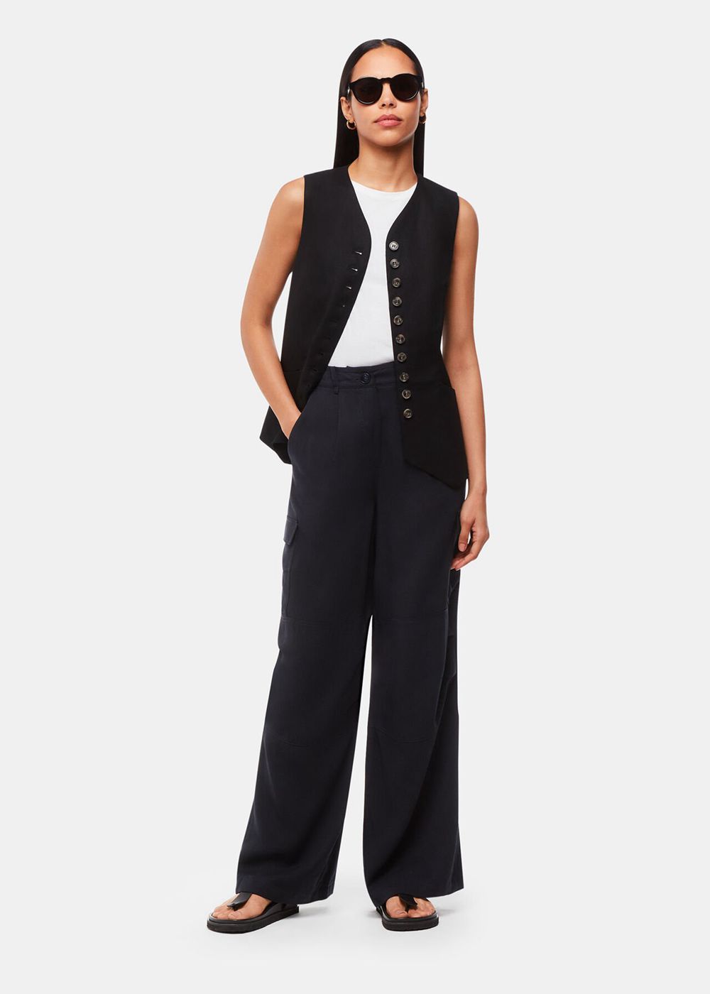 Whistles Grace Luxe Cargo Pants Navy | US-90865ZNVF