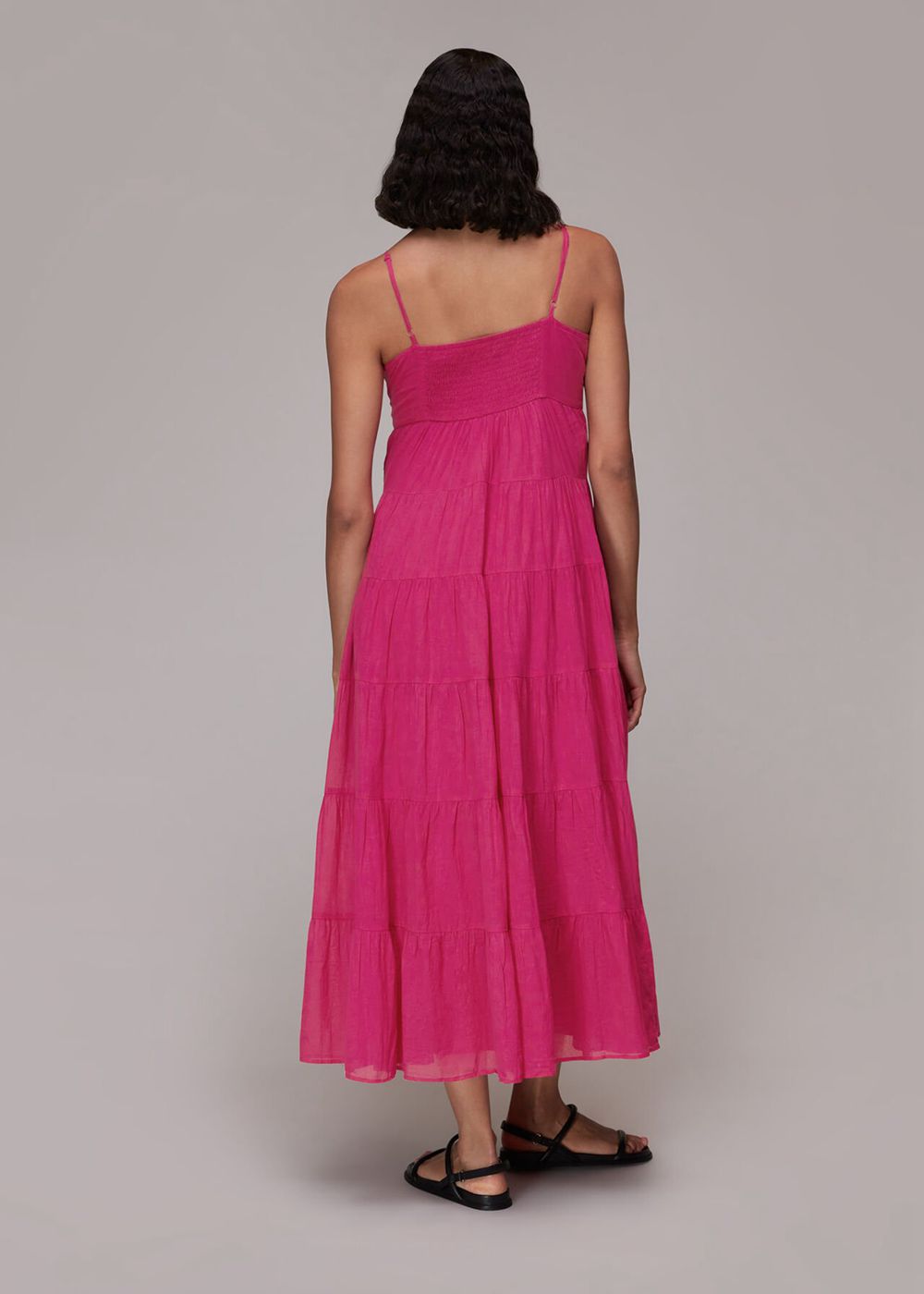 Whistles Grace Tiered Midi Dress Pink | US-79842UYOZ