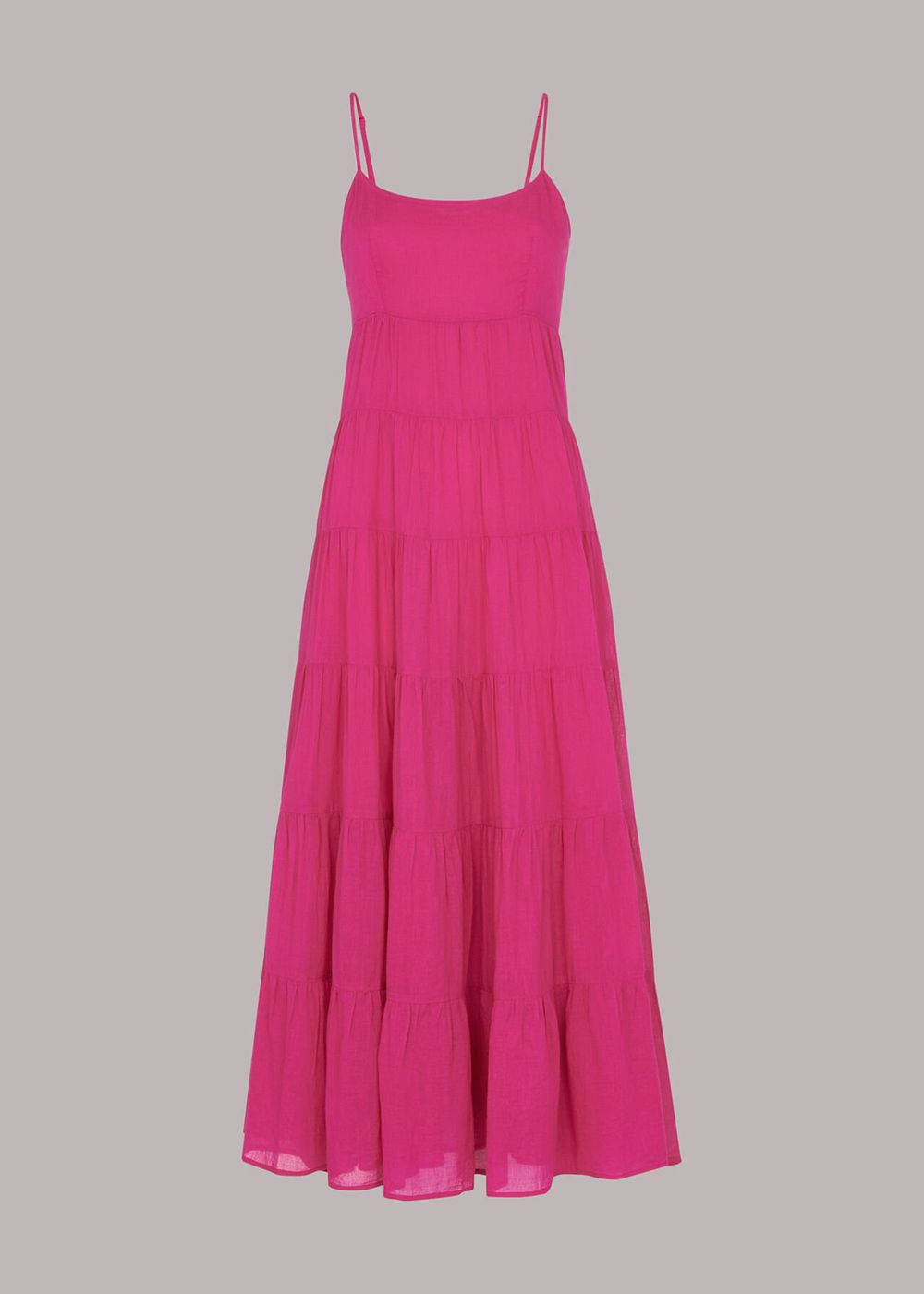 Whistles Grace Tiered Midi Dress Pink | US-79842UYOZ