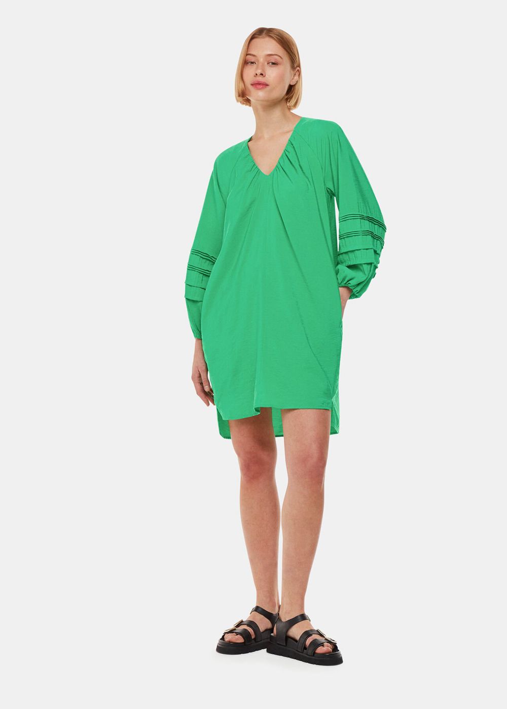 Whistles Grace V Neck Dress Green | US-49056SHGL