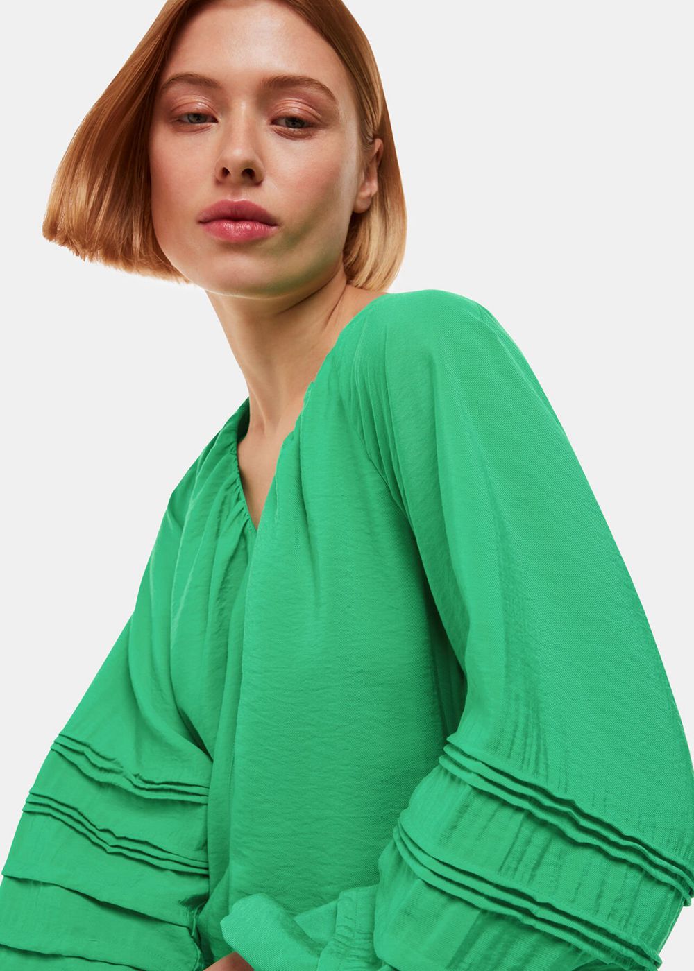 Whistles Grace V Neck Dress Green | US-49056SHGL