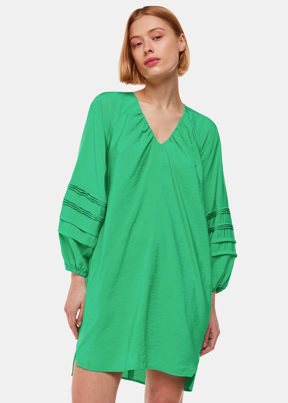 Whistles Grace V Neck Dress Green | US-49056SHGL