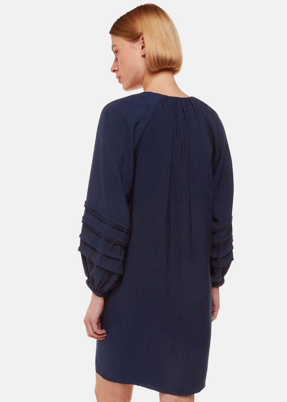 Whistles Grace V Neck Dress Navy | US-41369YIZJ