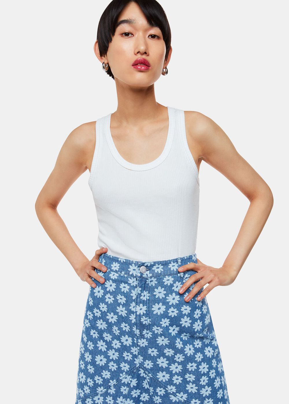 Whistles Graphic Daisy Denim Maxi Skirts Blue | US-43217KWJS