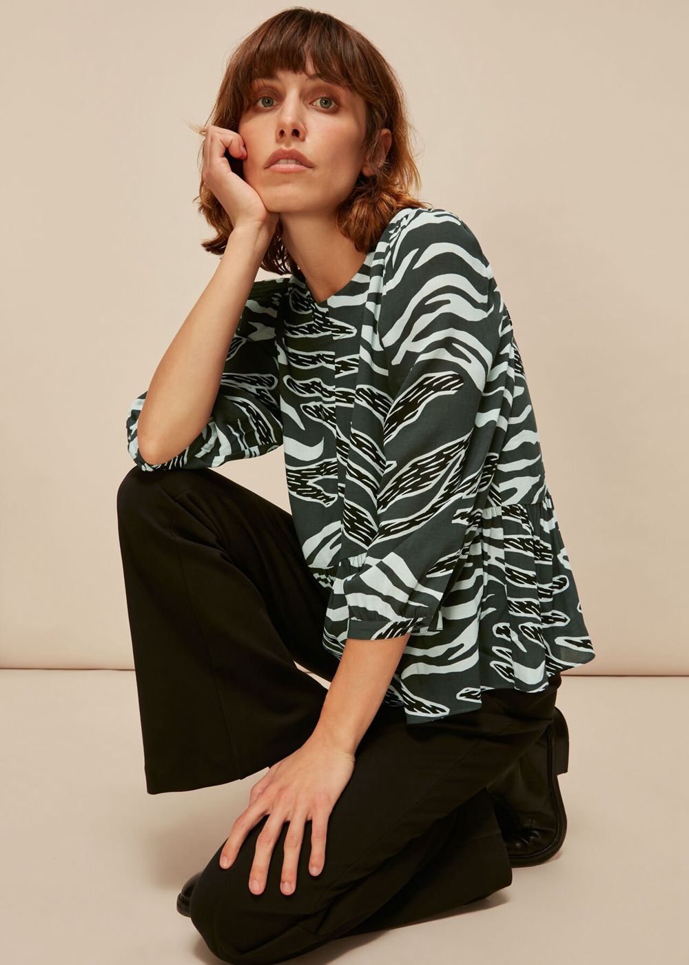 Whistles Graphic Zebra Print Top Multicolor | US-34985XDYN