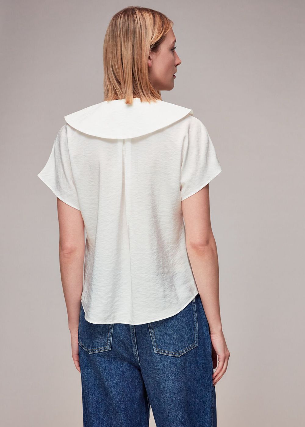 Whistles Greta Collar Top White | US-58021OWRB