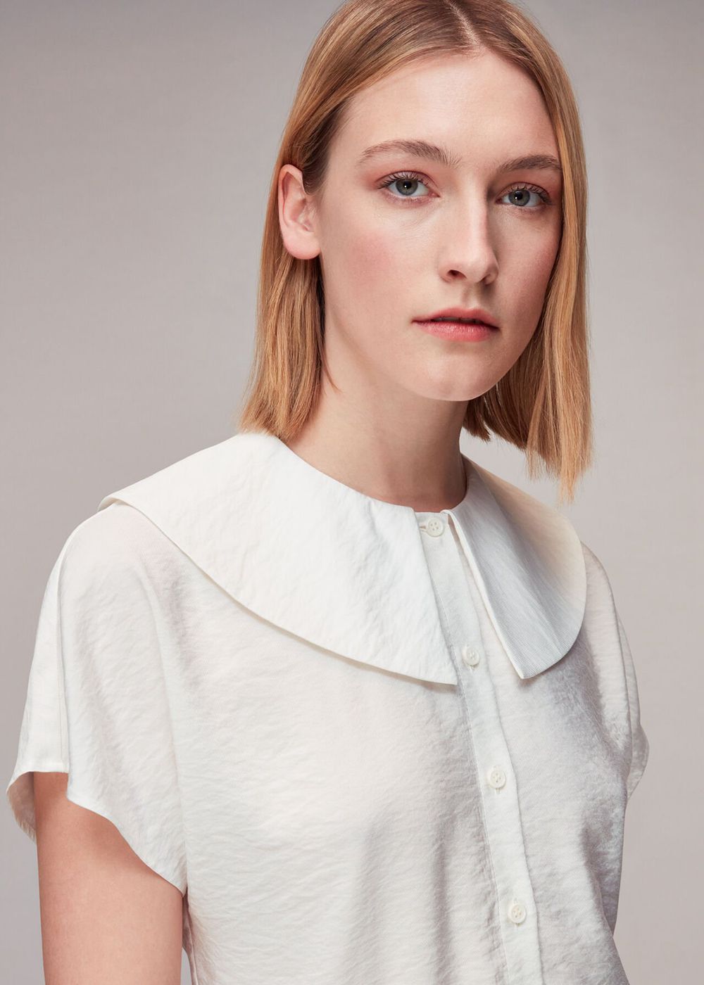 Whistles Greta Collar Top White | US-58021OWRB