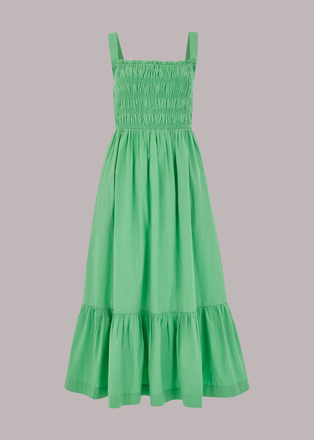 Whistles Greta Ruched Poplin Dress Green | US-40721COUG