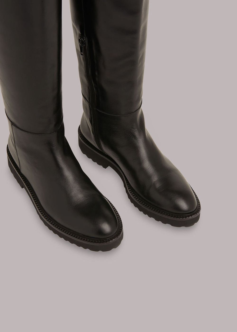 Whistles Hadlow Riding Knee-high Boots Black | US-43598AZFC