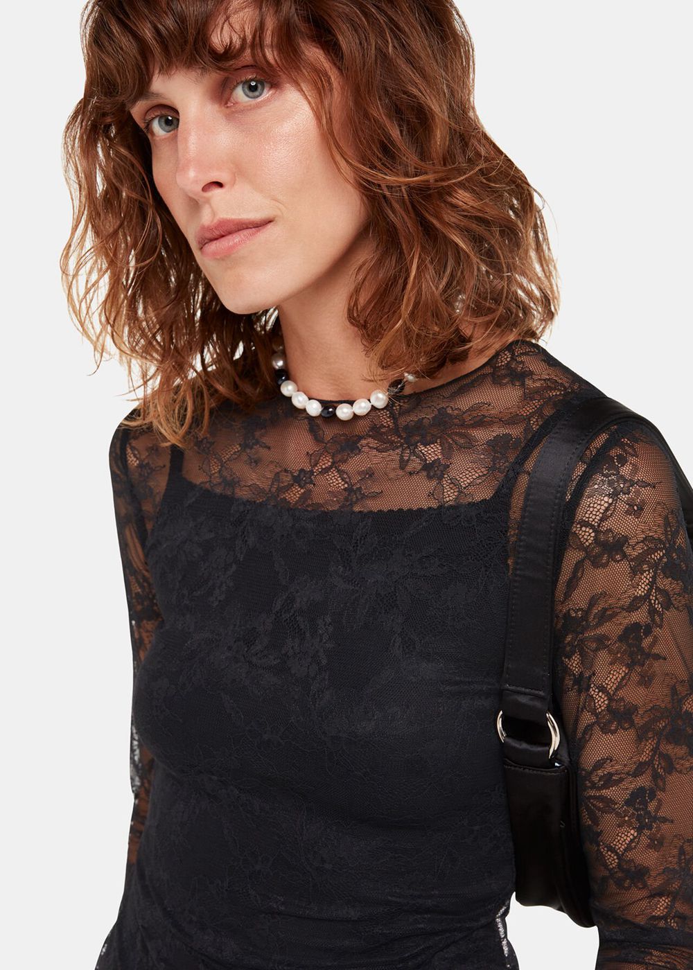 Whistles Hai Agneta Lace Top Black | US-70234JYDP