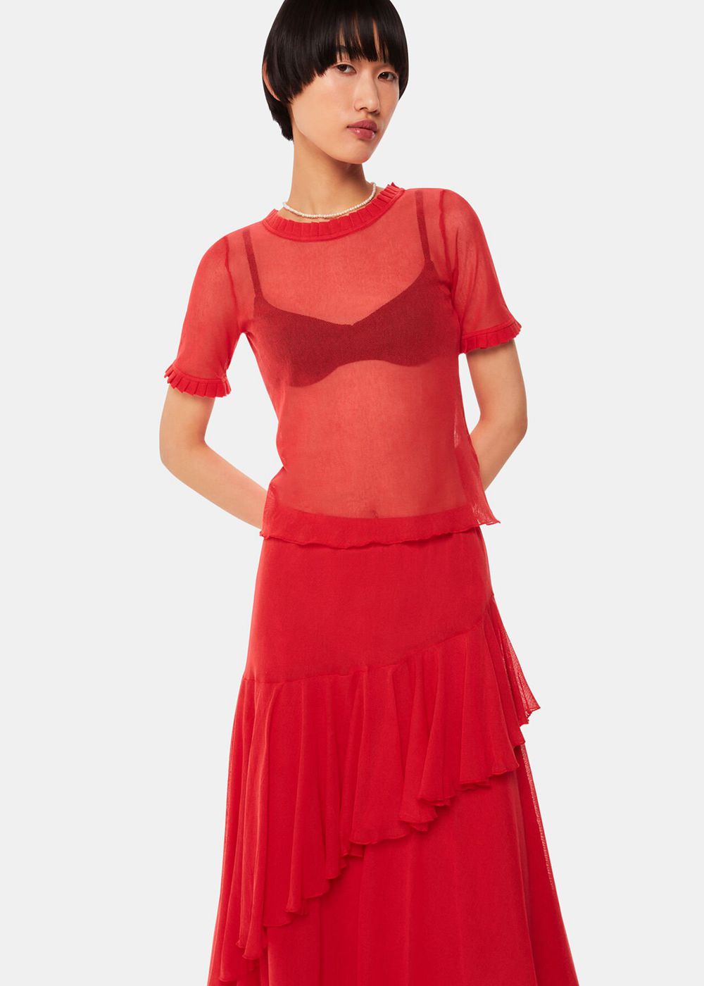 Whistles Hai Mila Top Red | US-15962OMND