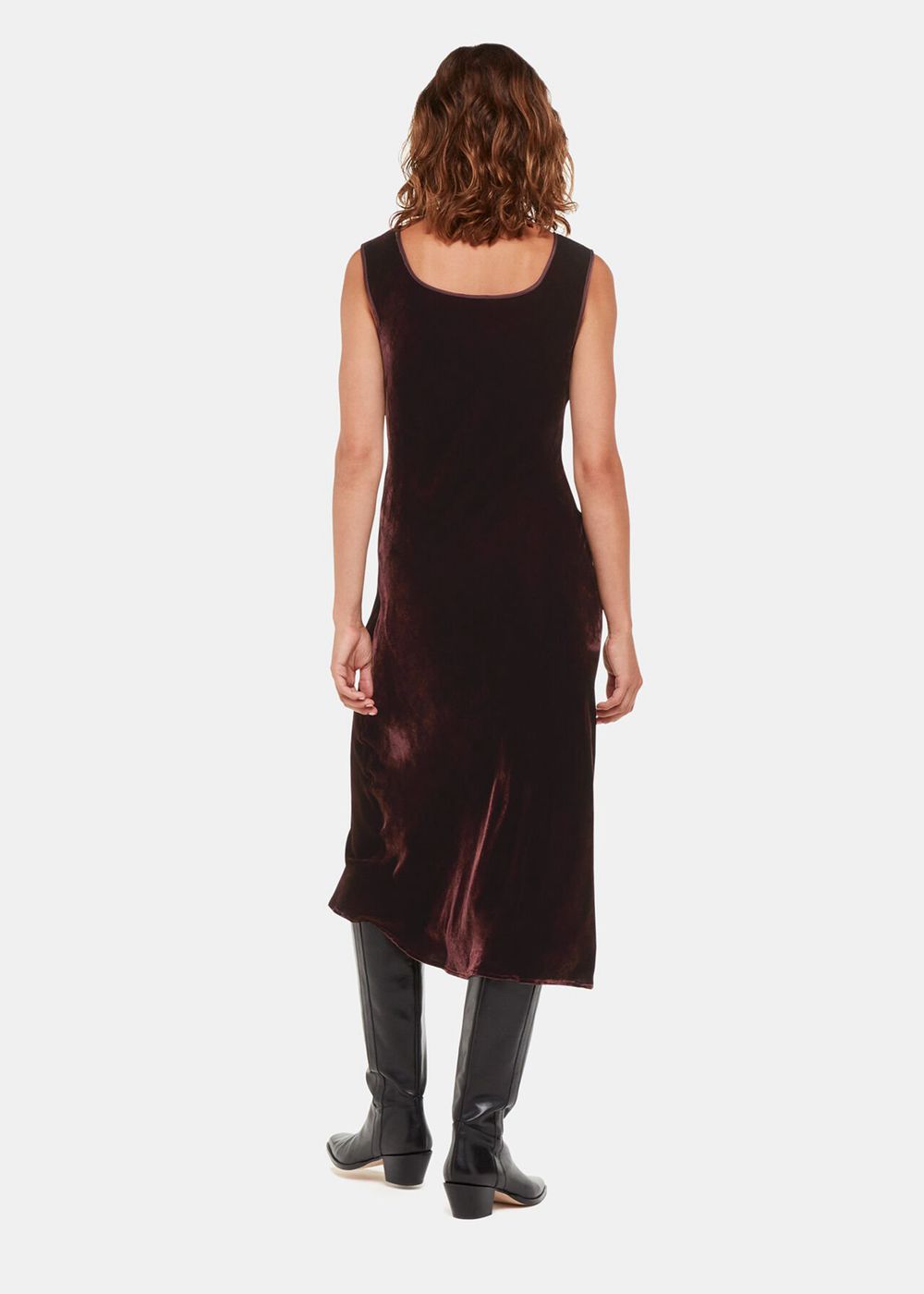 Whistles Hai Velvet Sienna Dress Brown | US-17498RLYW