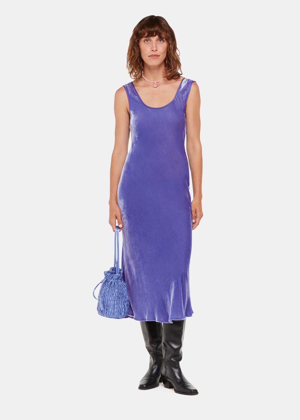 Whistles Hai Velvet Sienna Dress Purple | US-32605NKIU