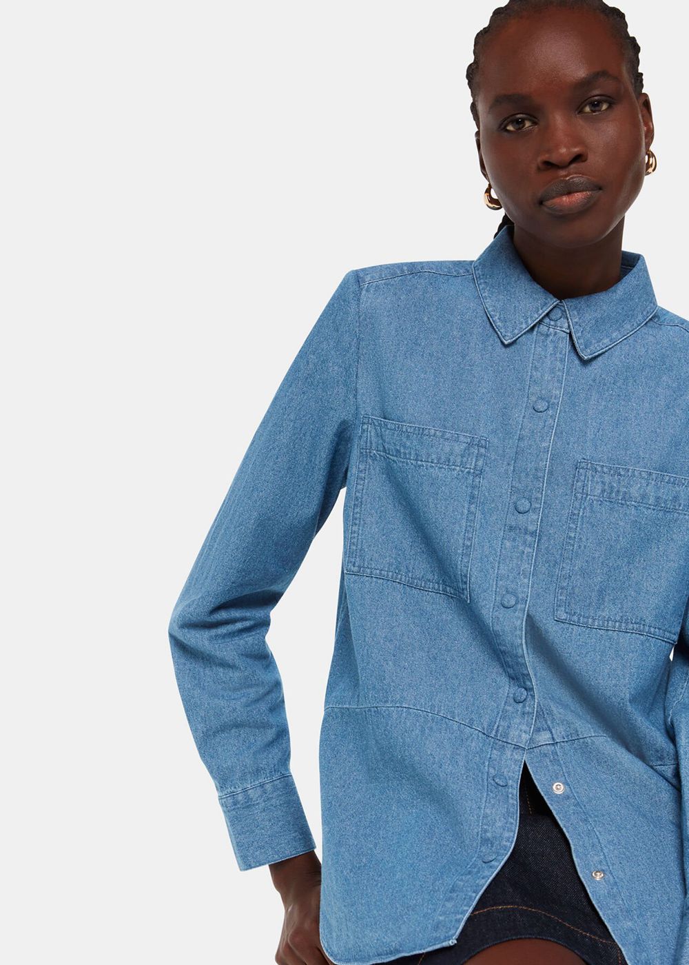 Whistles Hailey Denim Shirts Blue | US-29460MWQR