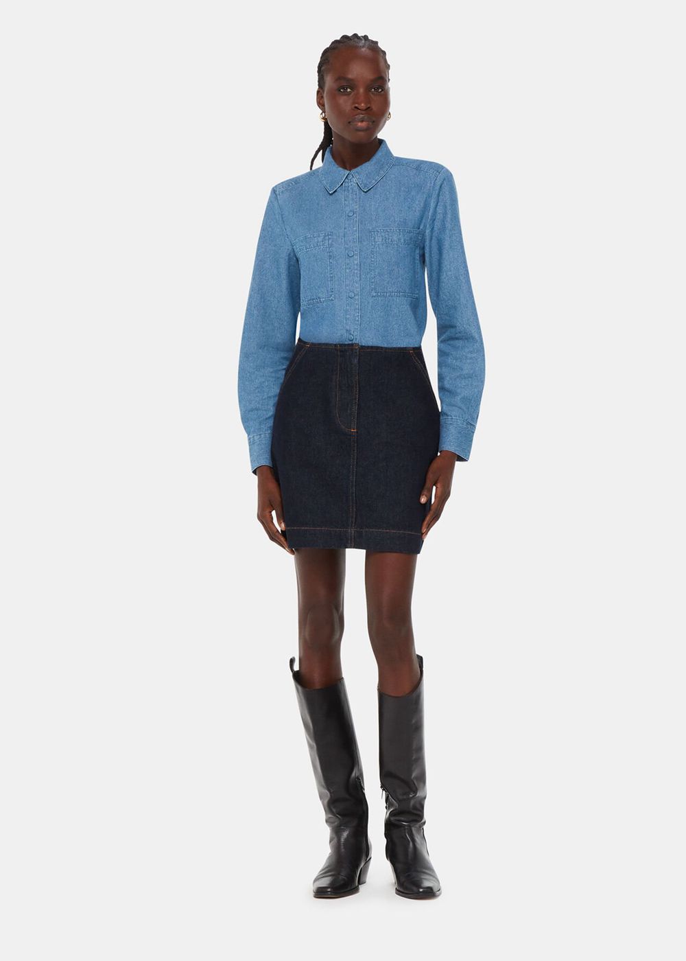 Whistles Hailey Denim Shirts Blue | US-29460MWQR