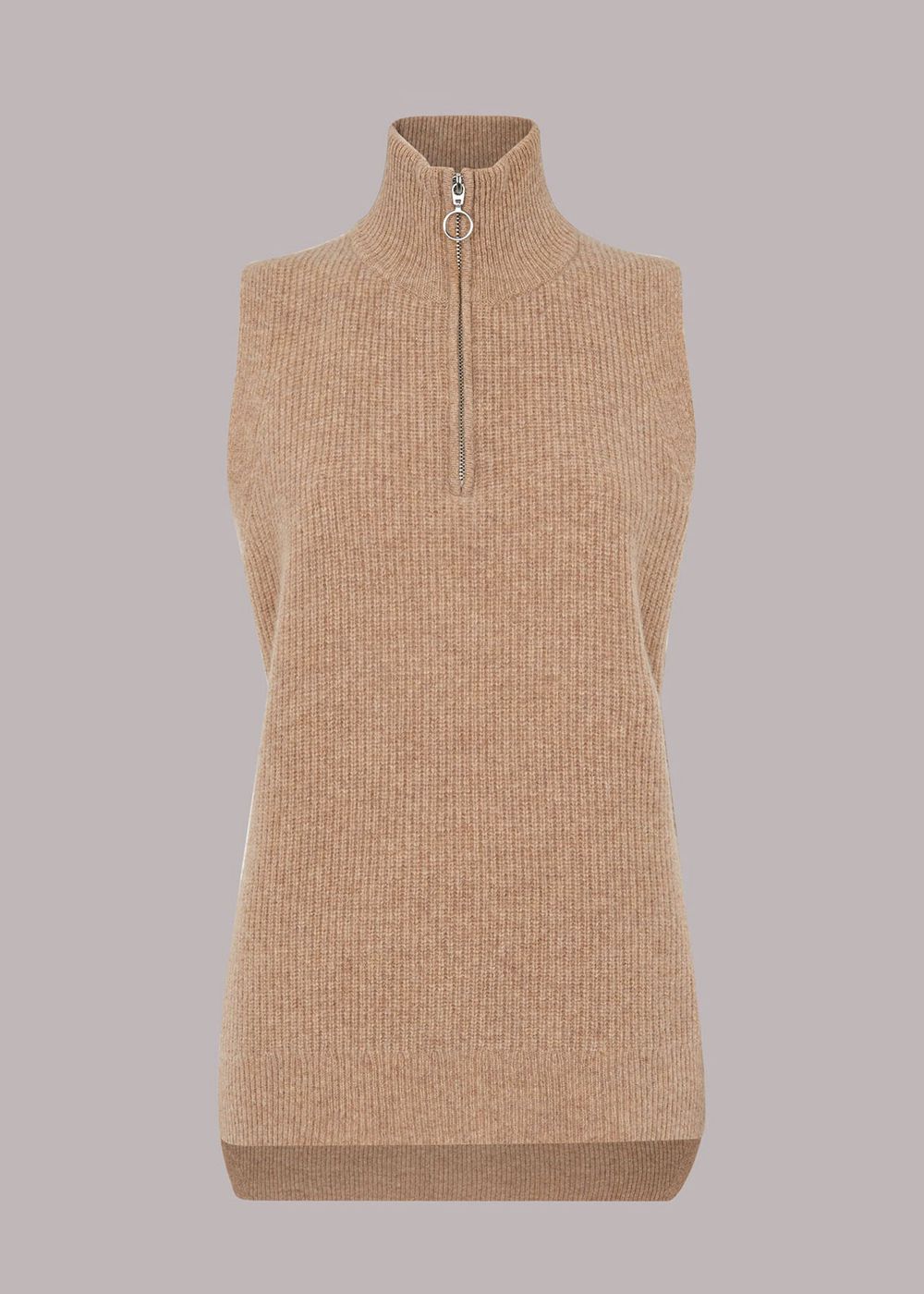 Whistles Half Zip Knitwear Beige | US-20791HPNU